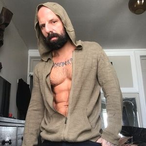 John Varvatos army green knit hoody